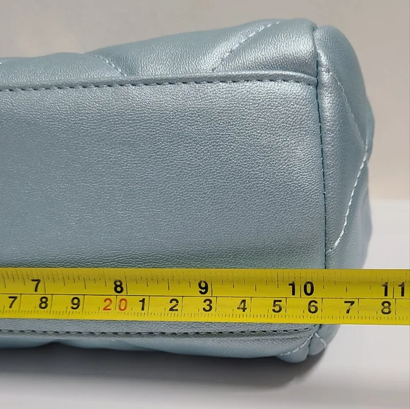 Badgley Mischka Metallic Blue Big Diamond Quilting with Studs Bag NWT